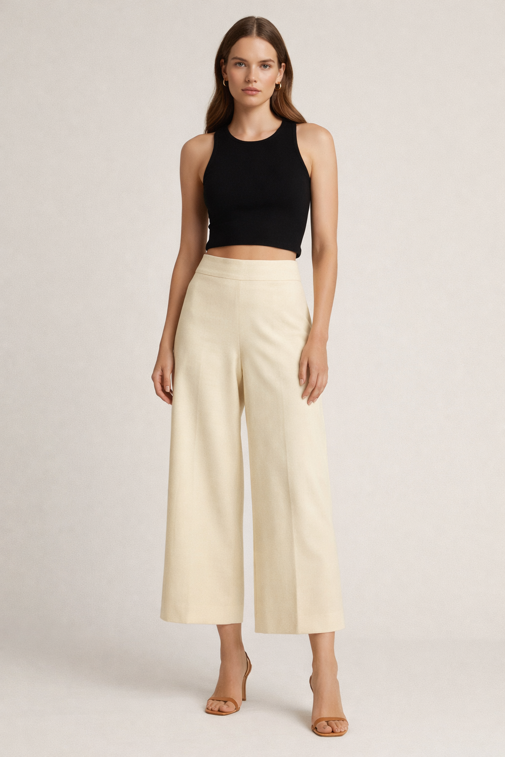 Ralph Lauren Mainline 100% Wool Wide Leg Cropped Trousers | Size 8