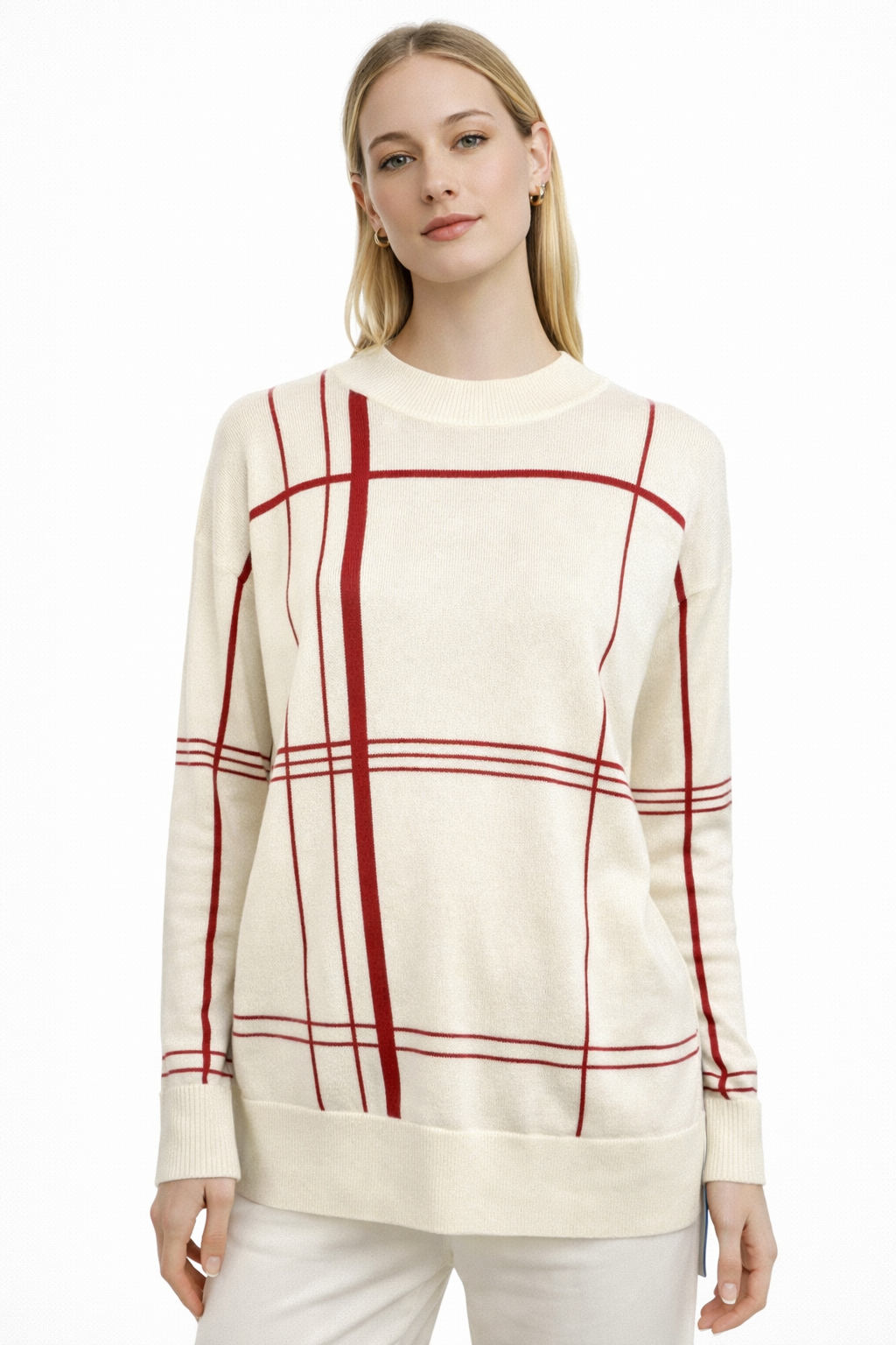 Equipment Wool Blend Windowpane Knit Sweater / Size L