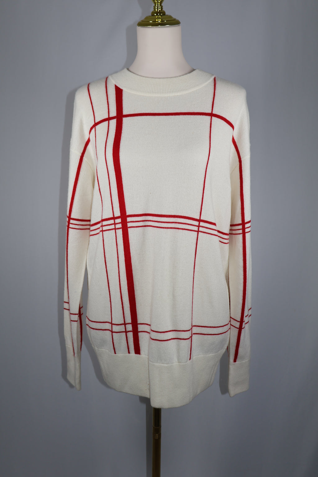 Equipment Wool Blend Windowpane Knit Sweater / Size L