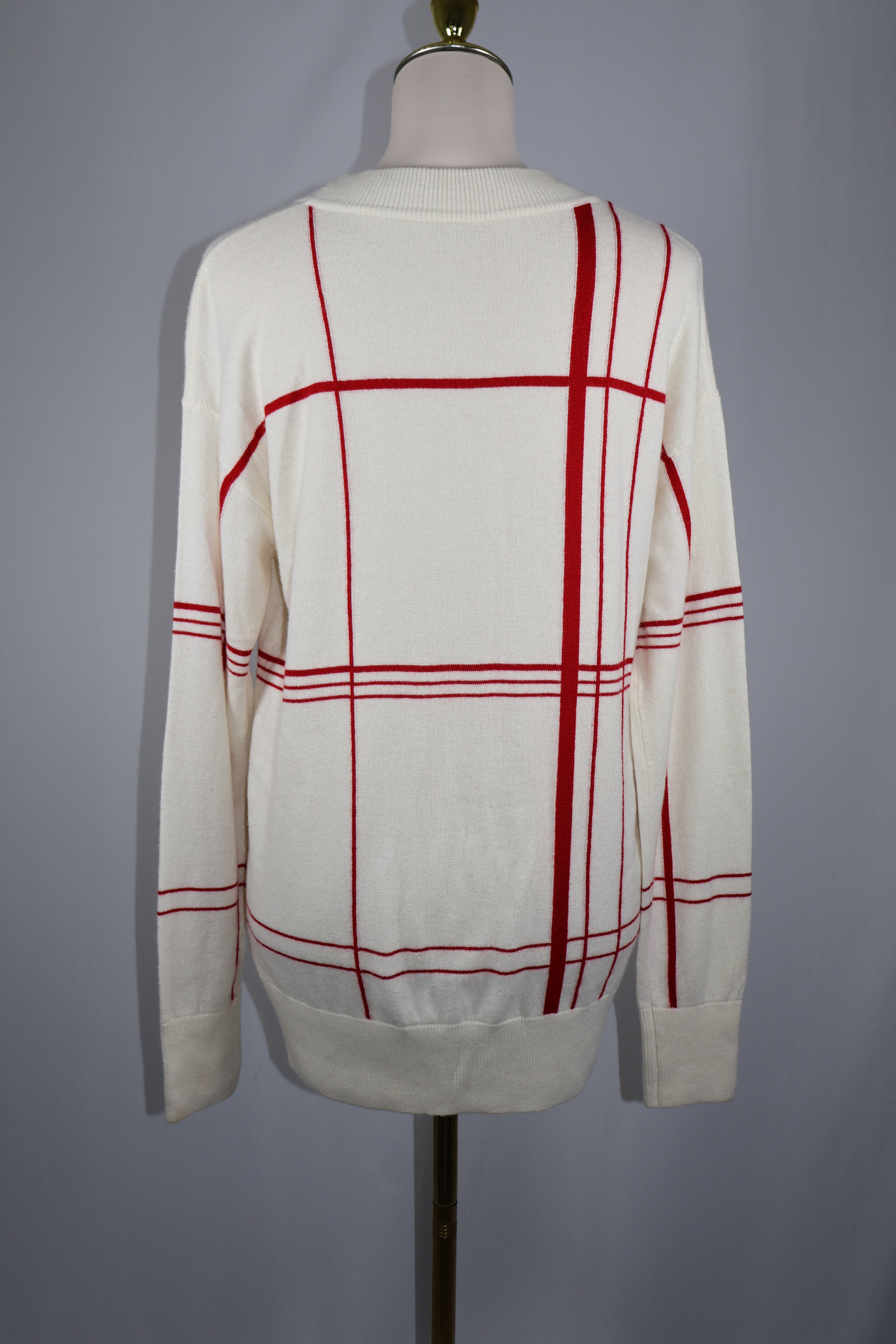 Equipment Wool Blend Windowpane Knit Sweater / Size L