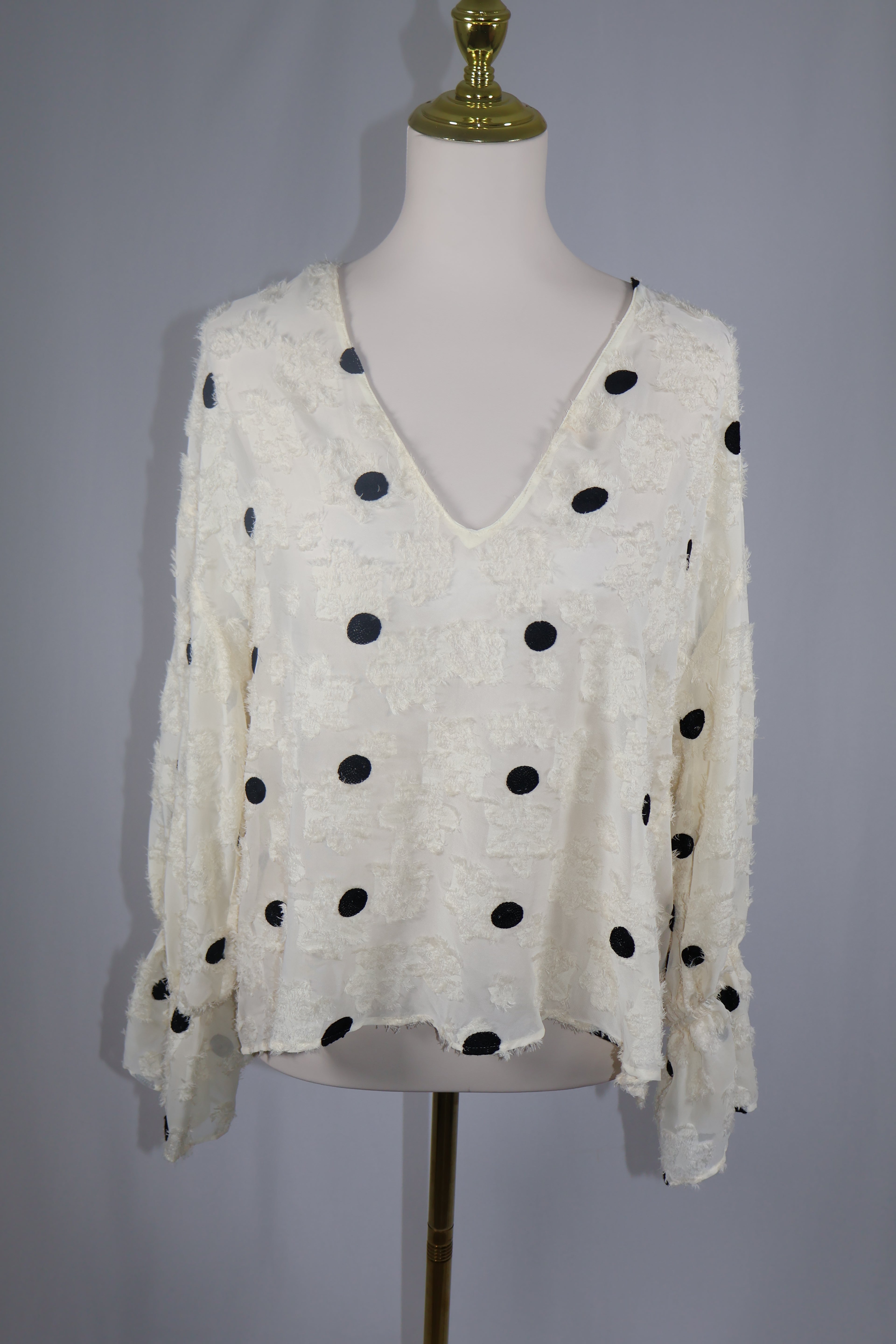 Zara Textured Polkadot Blouse / Size M