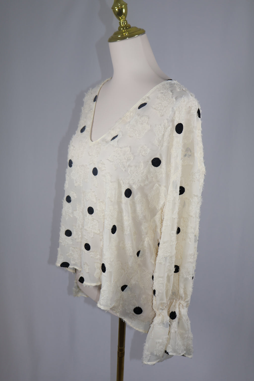 Zara Textured Polkadot Blouse / Size M
