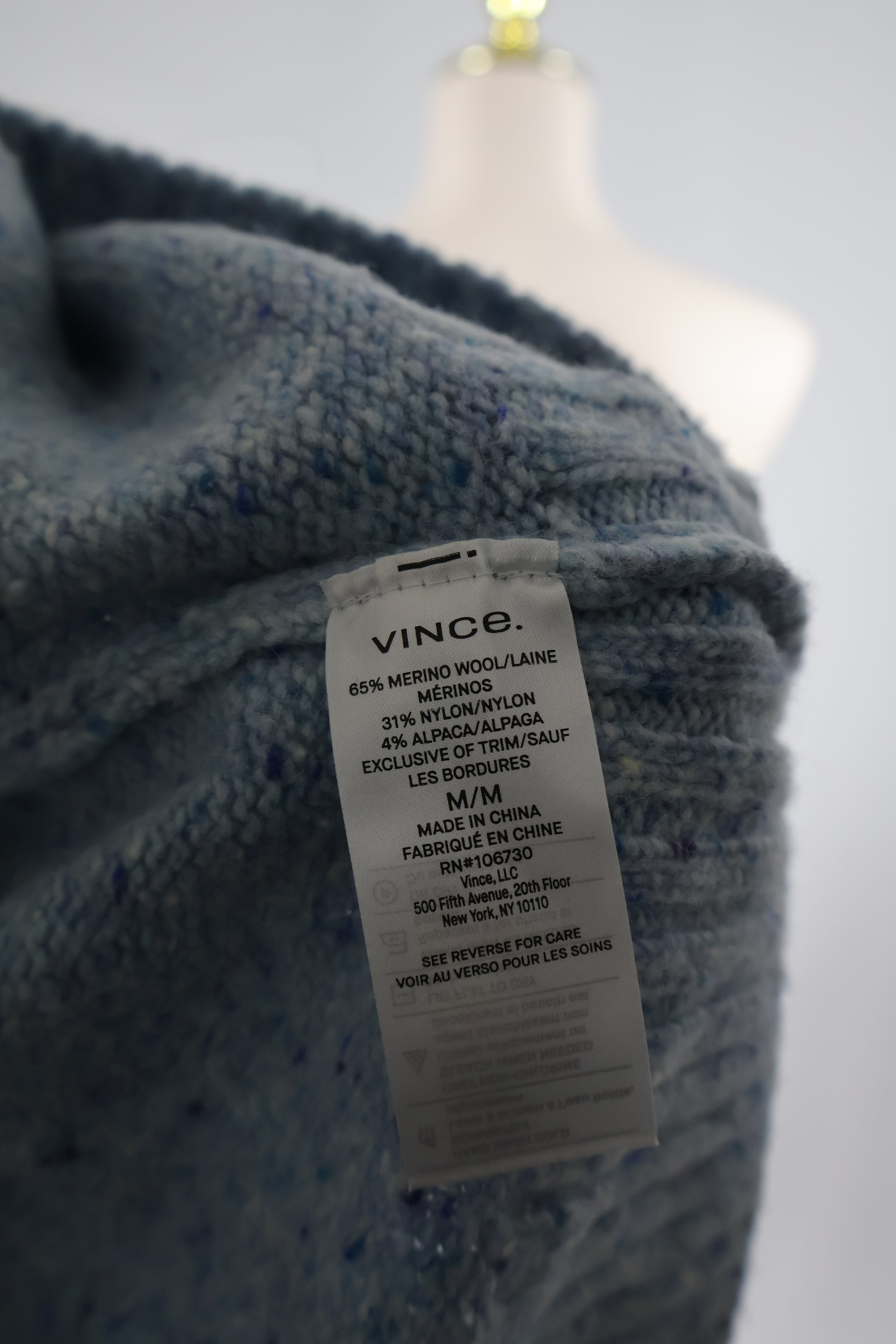 Vince Boxy High Neck Merino Wool Blend Sweater / Size M