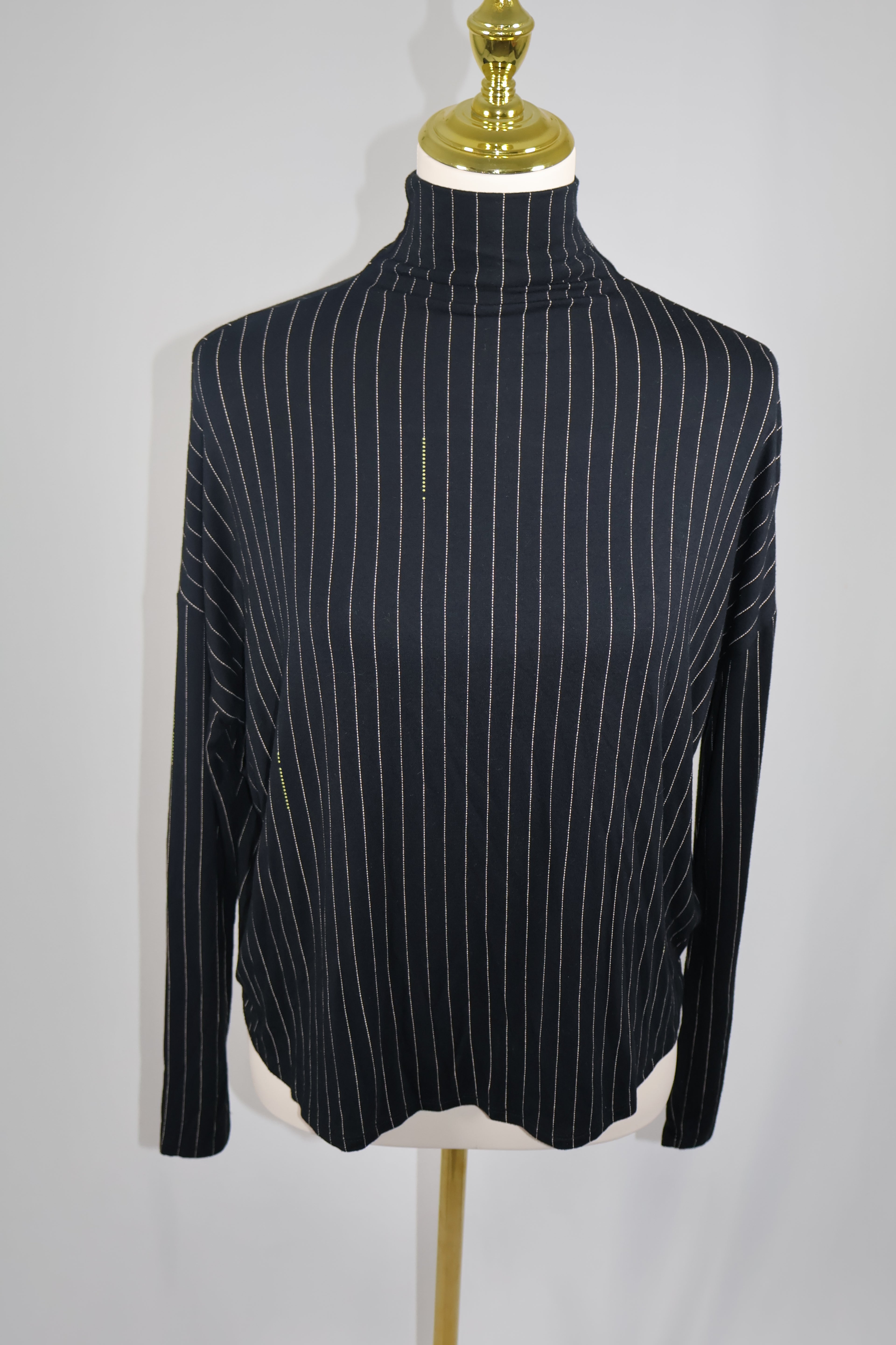 Babaton Pinstripe Mock Neck Long Sleeve / Size M