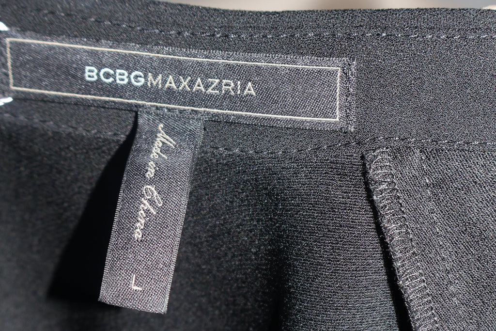 BCBG Maxazria Women's Cecil Woven Collared Top with Flyaway Back / Size L