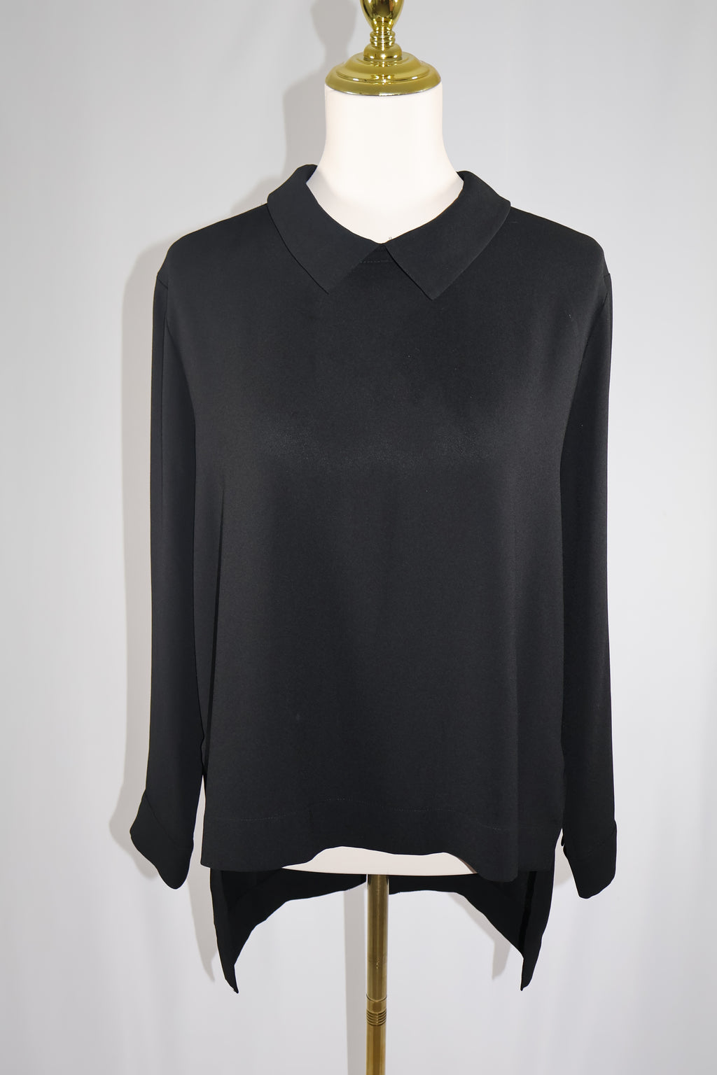 BCBG Maxazria Women's Cecil Woven Collared Top with Flyaway Back / Size L