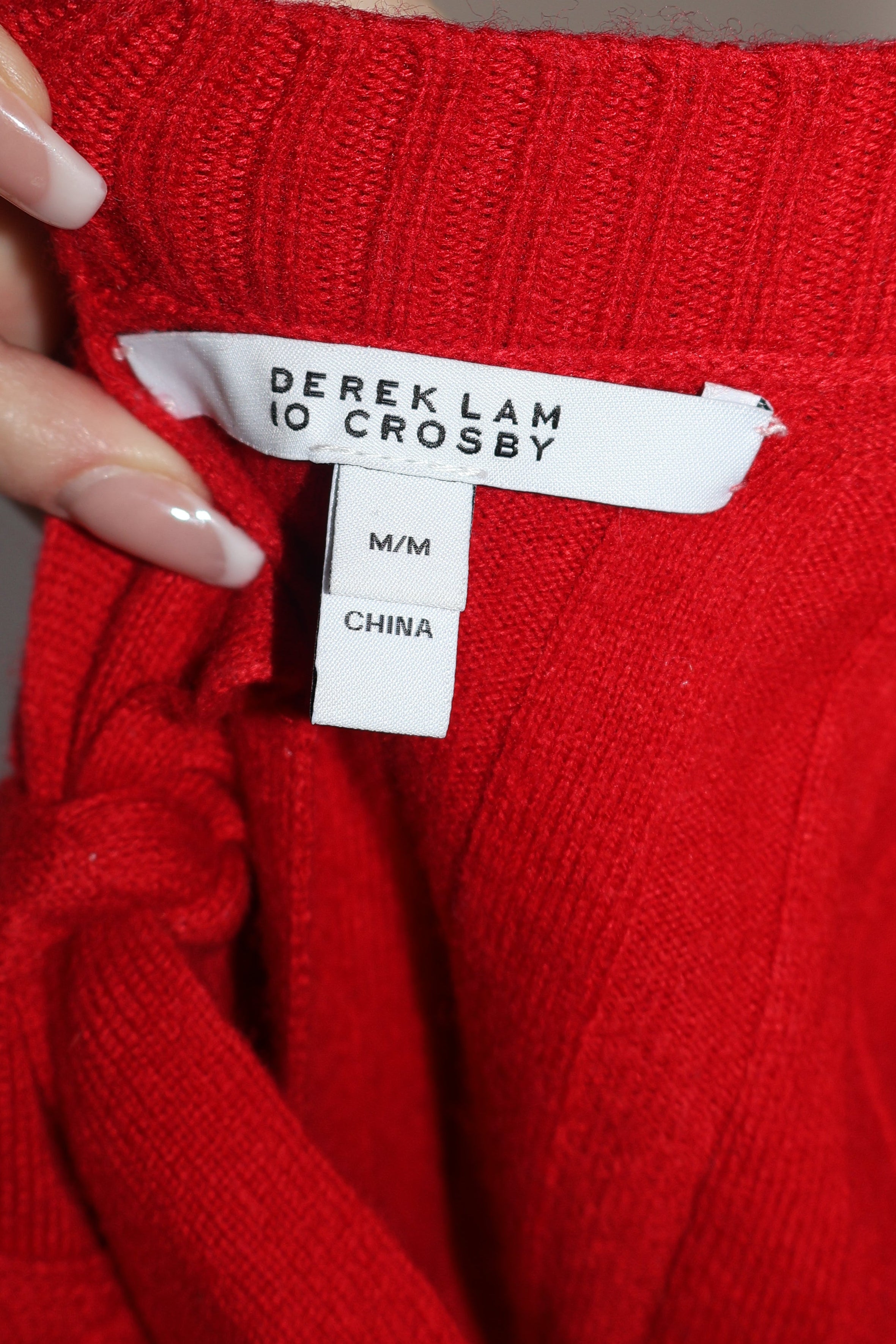 Derek Lam 10 Crosby Red Ribbed Open-Back Tie Cardigan / Size S