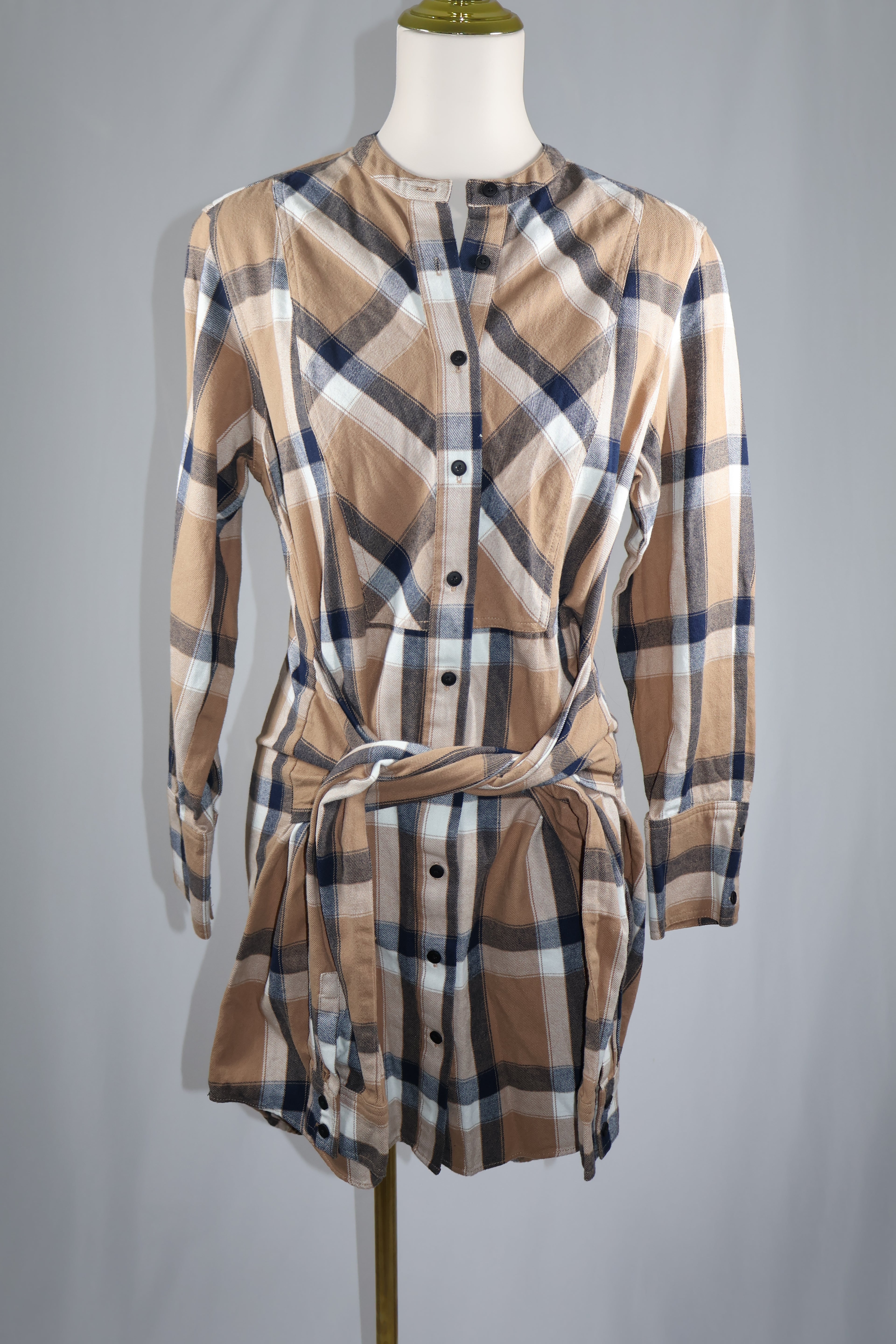 Derek Lam Plaid Tie Waist Dress / Size 8