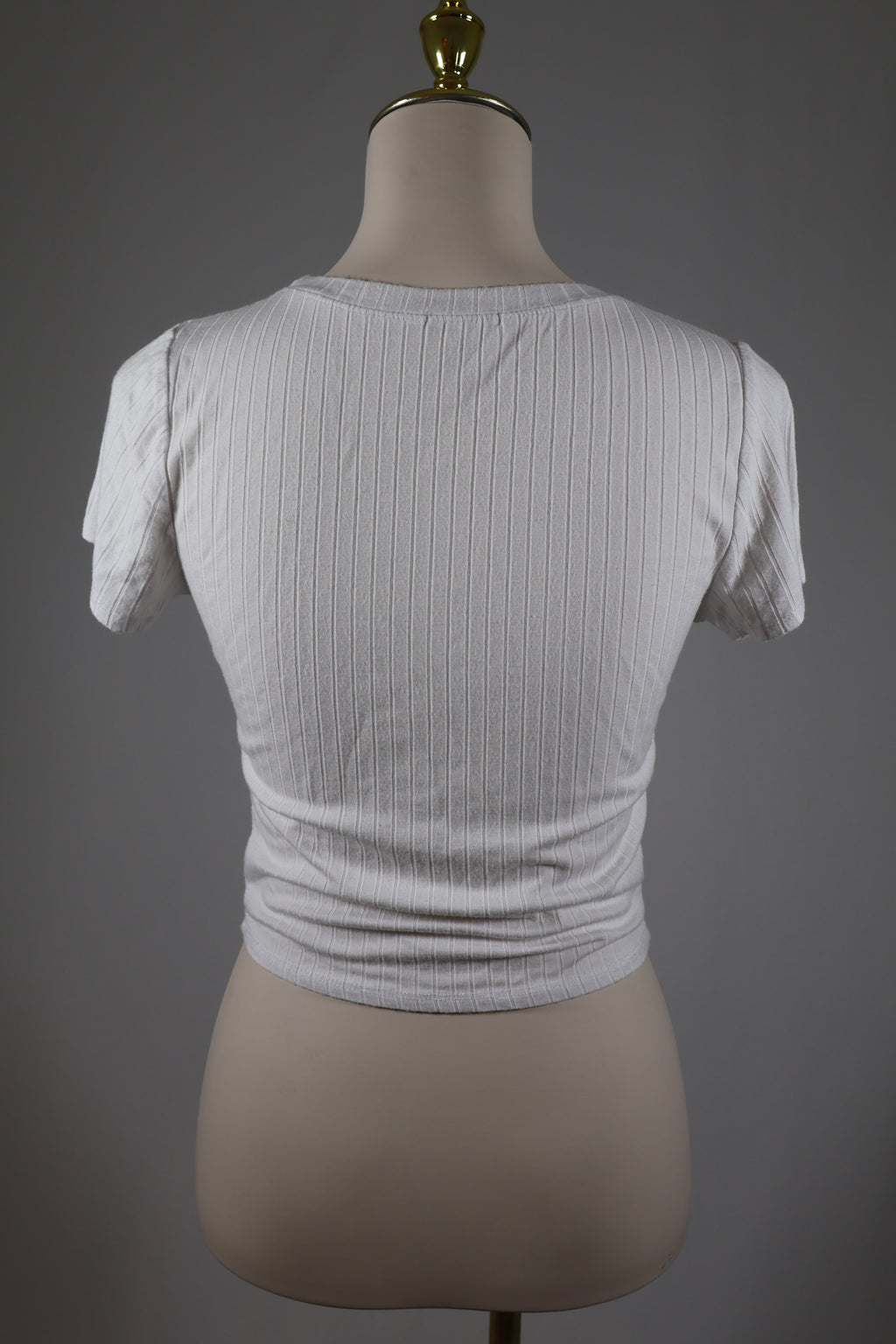 Bozzolo White Ribbed Crop T-Shirt / Size L
