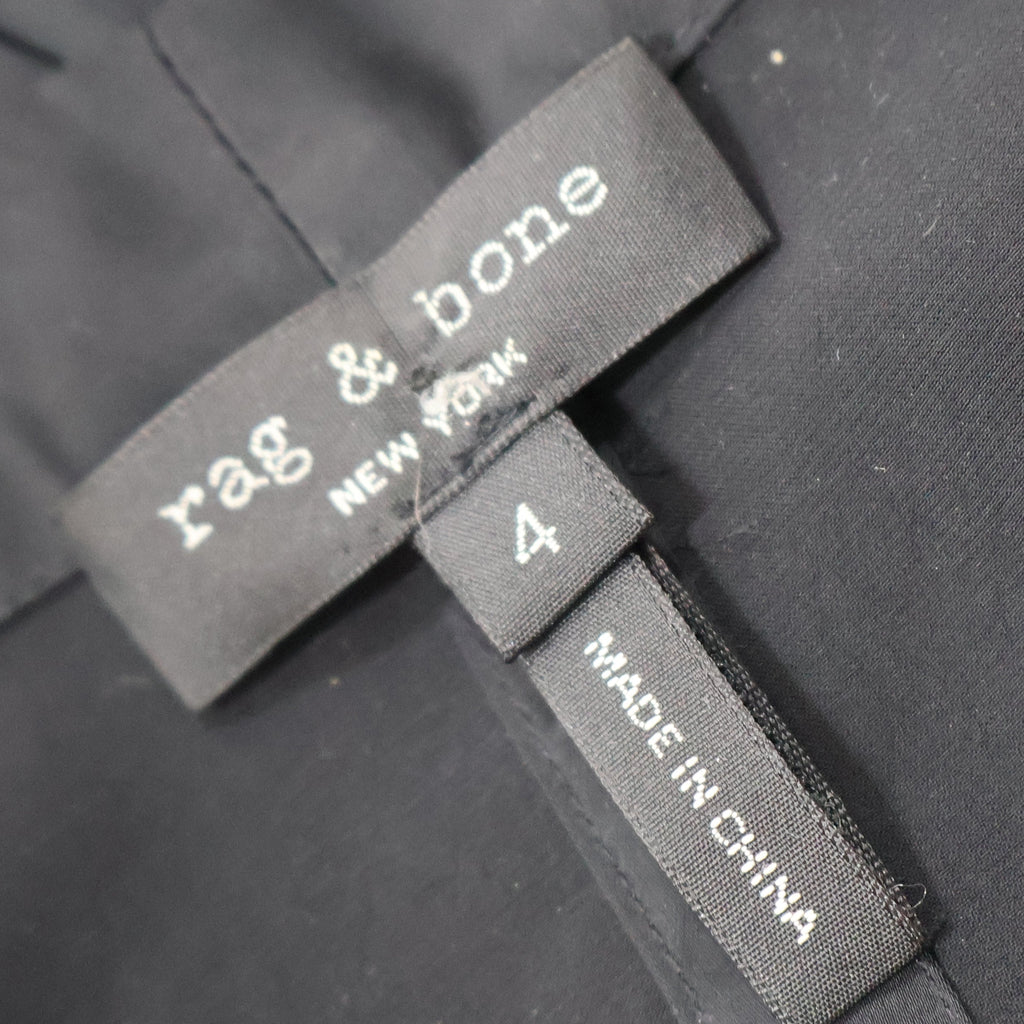 Rag & Bone Black Satin Tie-Neck Bow Blouse / Size 4