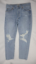 AGOLDE Distressed Light Wash Straight Leg High Rise Jean / Size 28