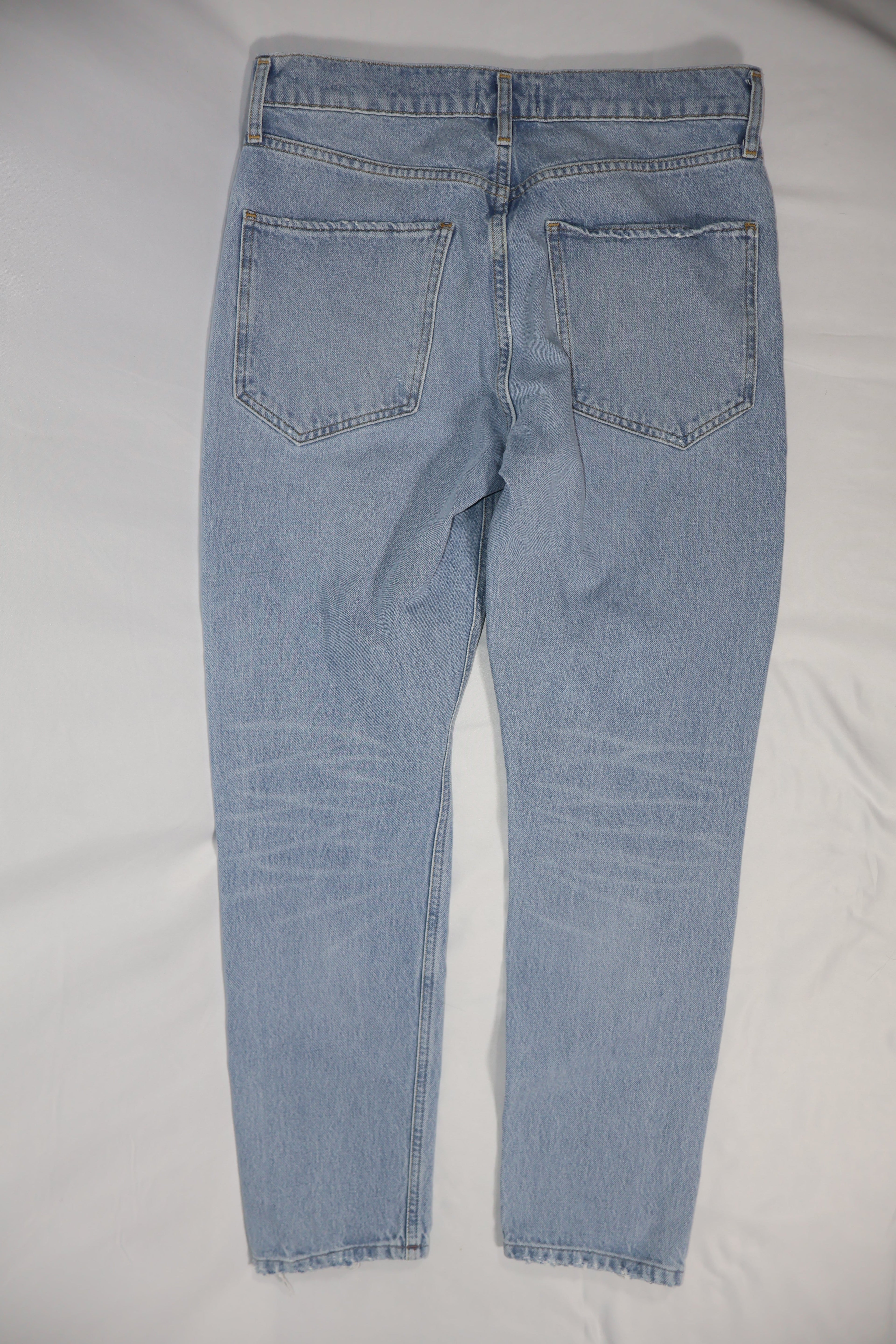 AGOLDE Distressed Light Wash Straight Leg High Rise Jean / Size 28