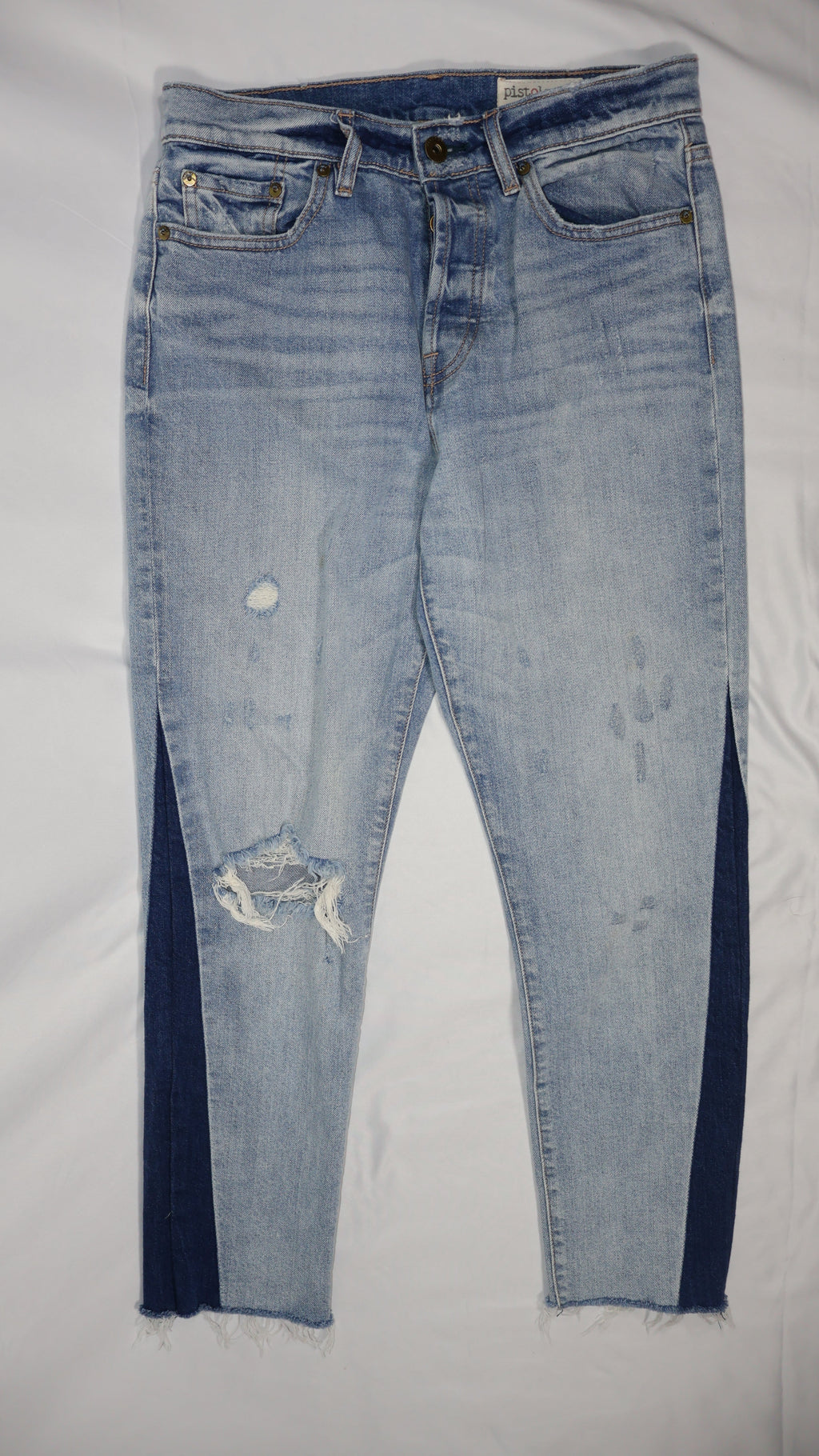 Pistola Two Tone Distressed Skinny Jean / Size 28