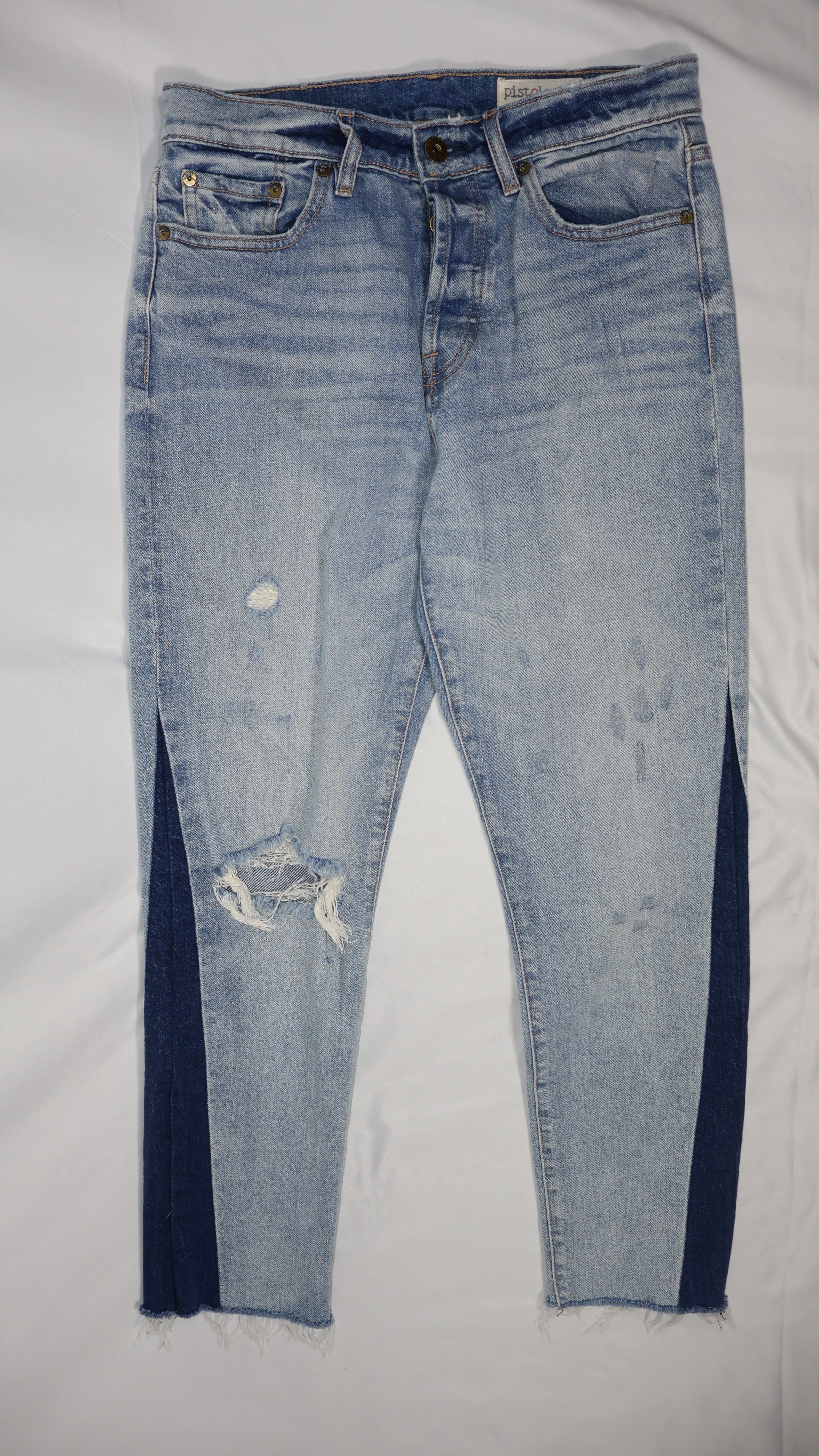 Pistola Two Tone Distressed Skinny Jean / Size 28