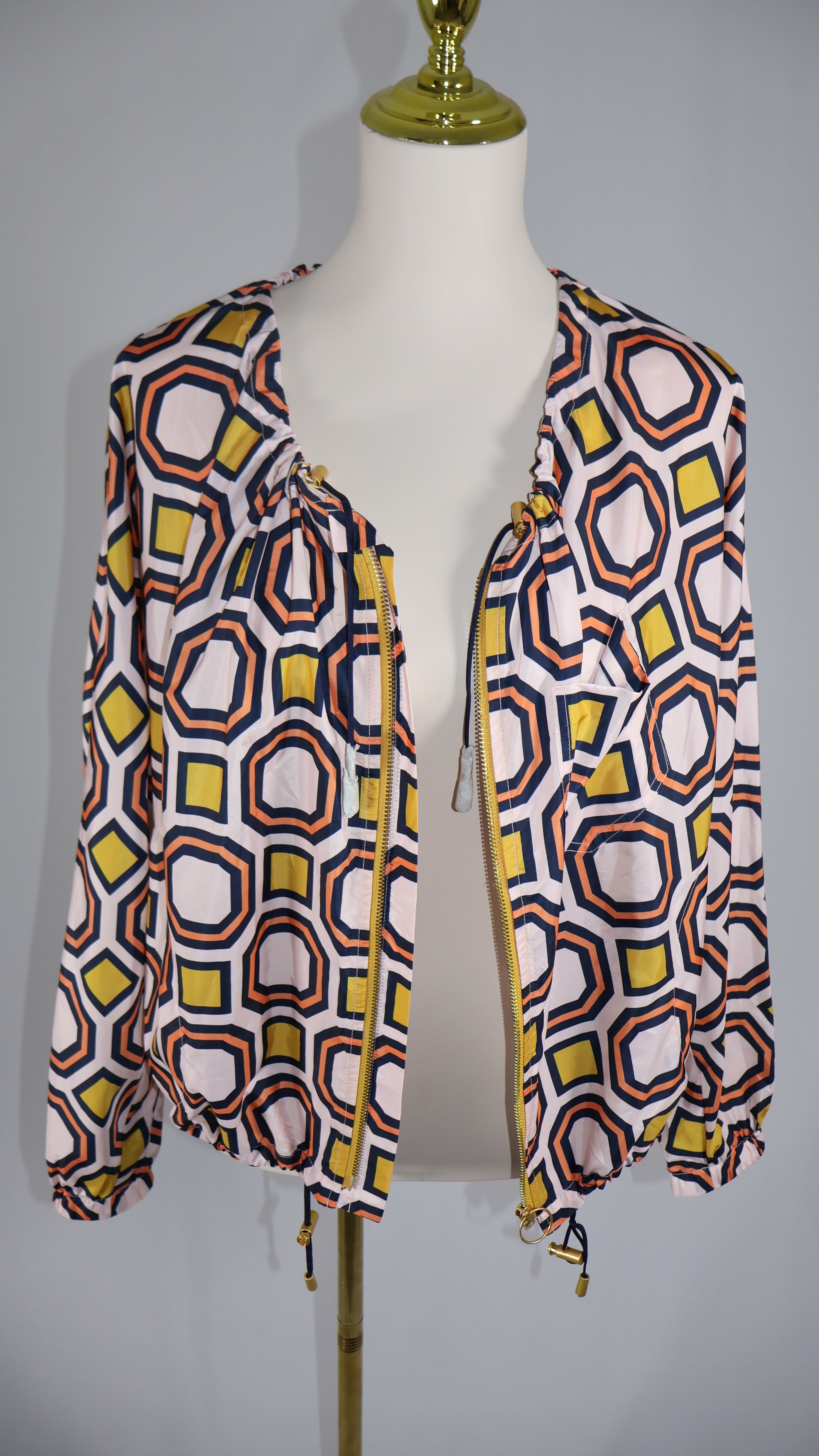 Tory Burch Digby Packable Jacket | Pink Octagon Print | Size Small