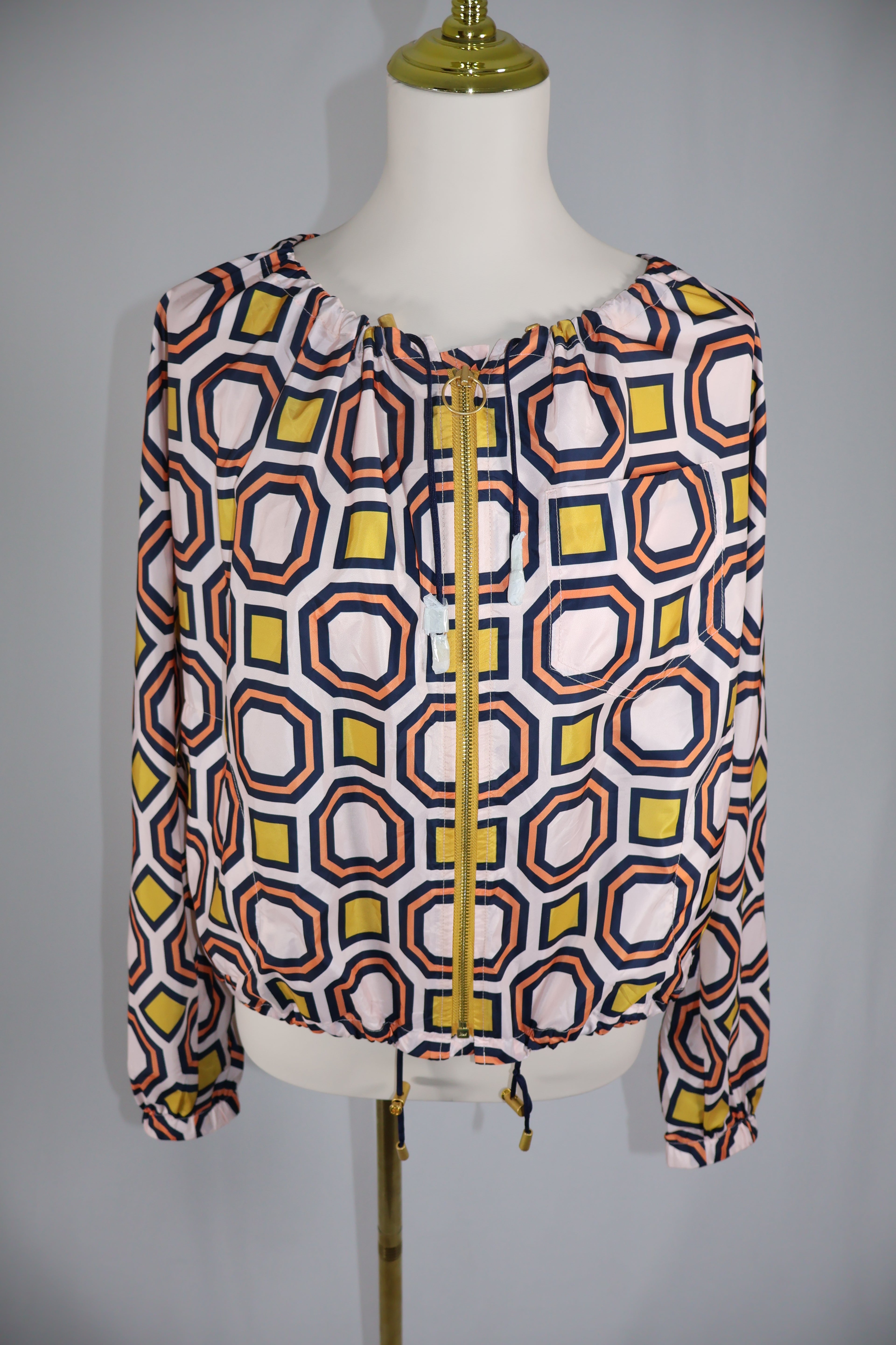 Tory Burch Digby Packable Jacket | Pink Octagon Print | Size Small