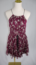 Cinq à Sept Silk Floral Mini Dress | Burgundy | Size Medium