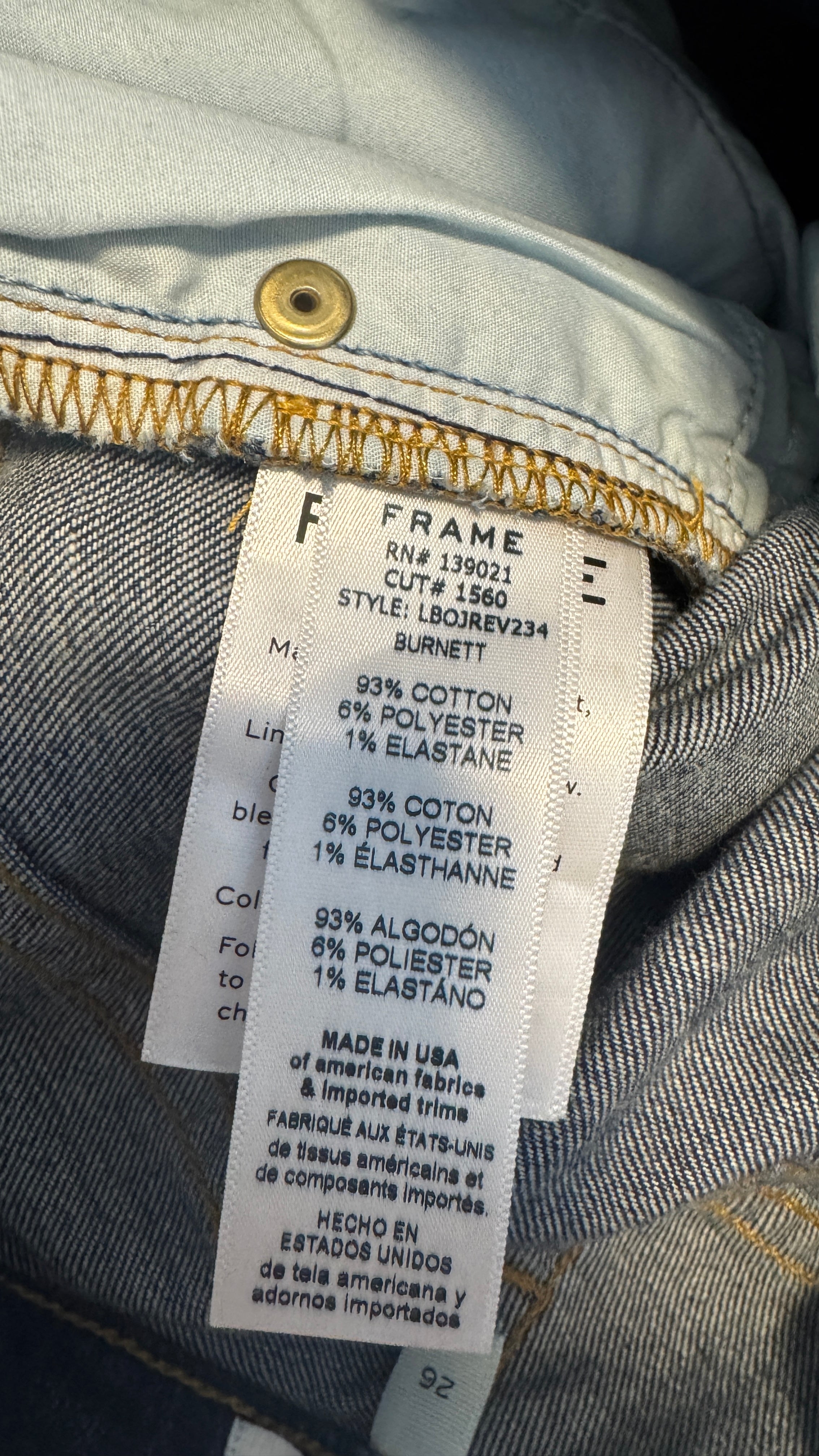 Frame Le Boy Dark Wash Denim Jeans / Size 26