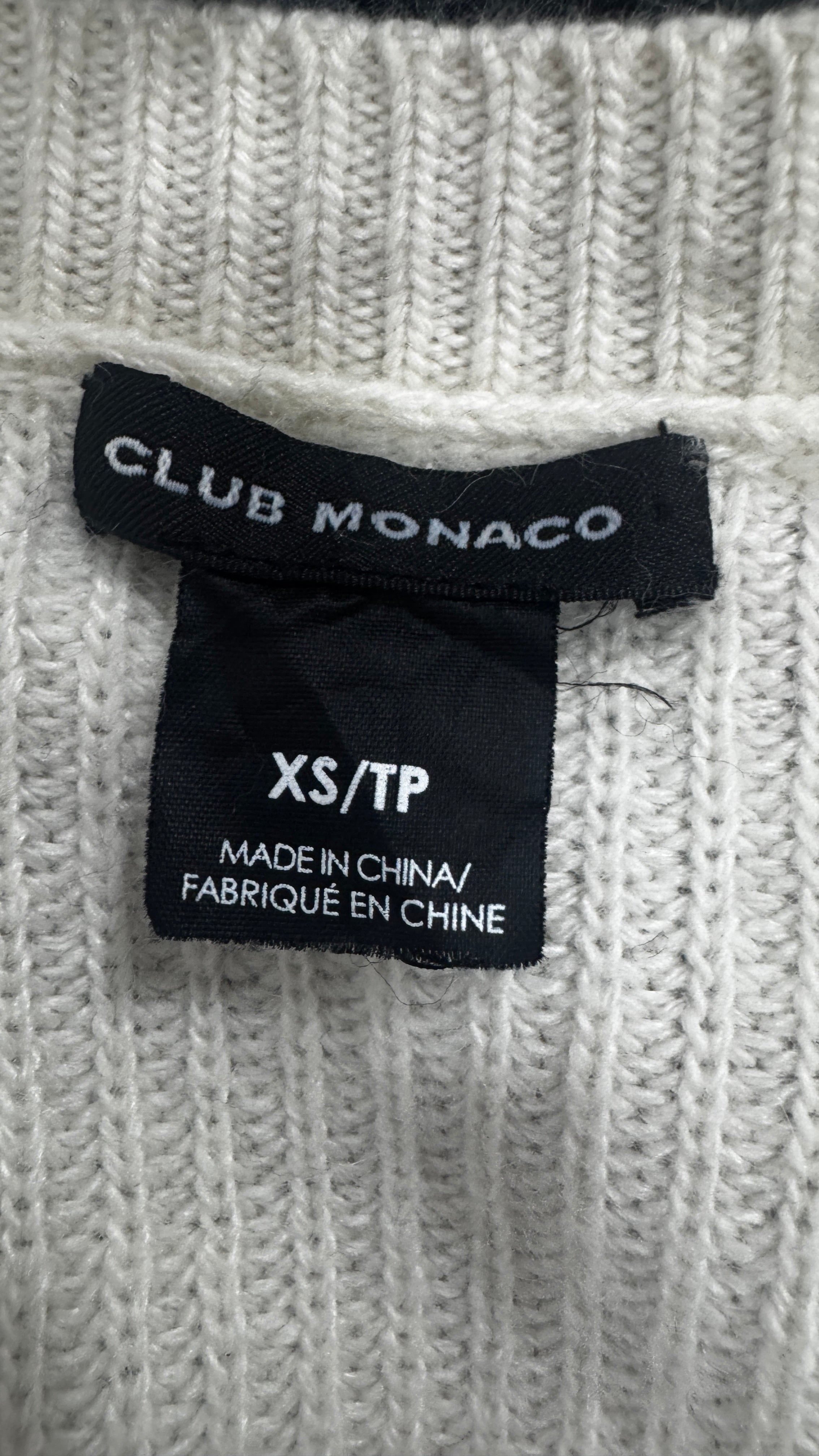 Club Monaco Ivory Sweater Black Satin Slip Skirt Dress / Size XS