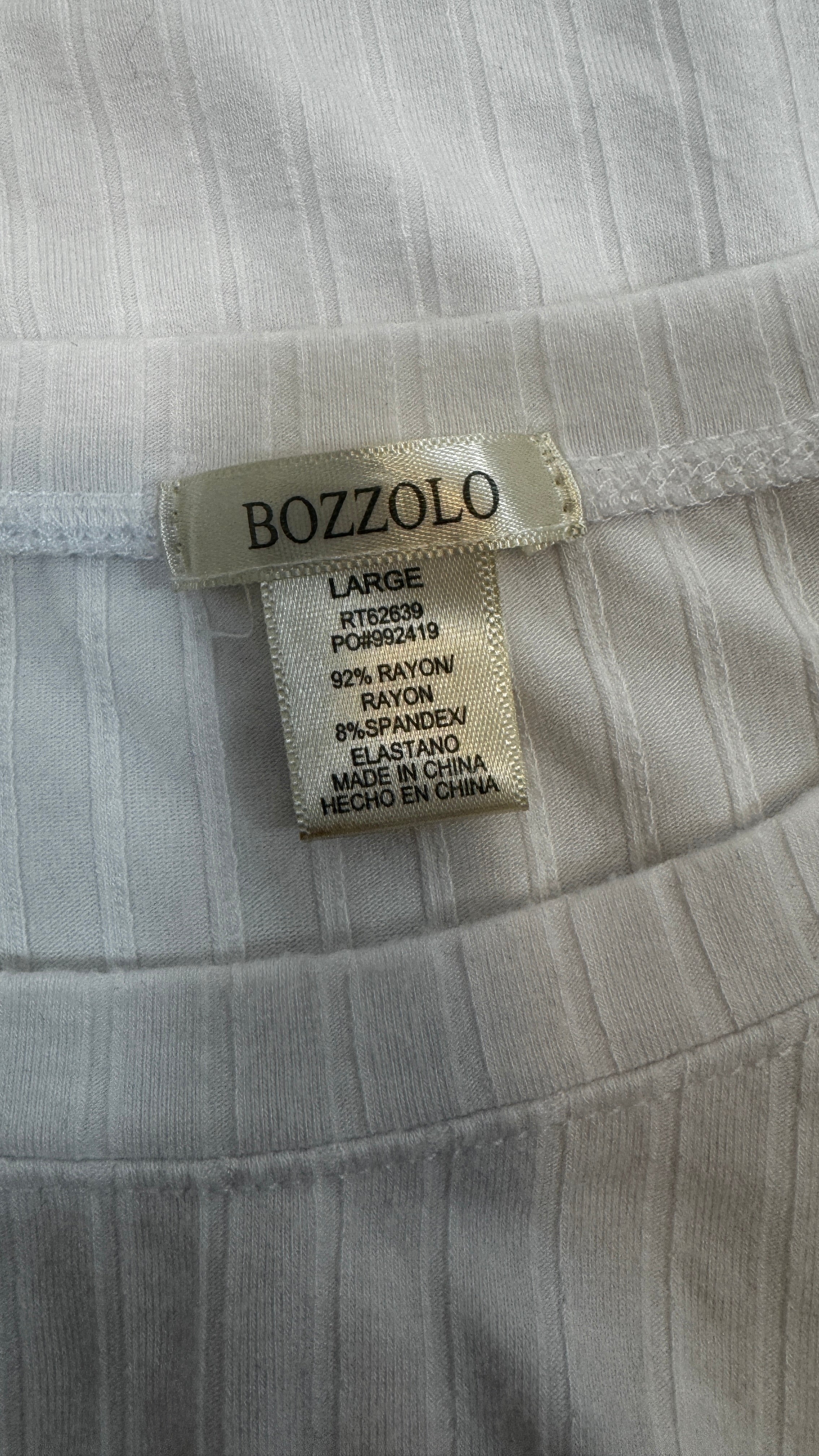 Bozzolo White Ribbed Crop T-Shirt / Size L