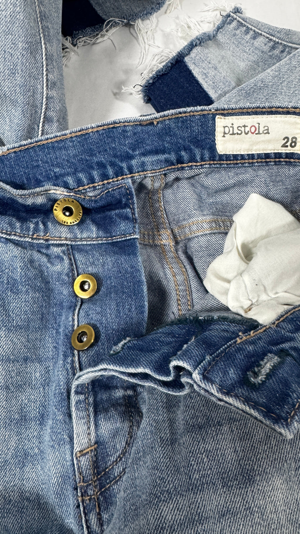 Pistola Two Tone Distressed Skinny Jean / Size 28