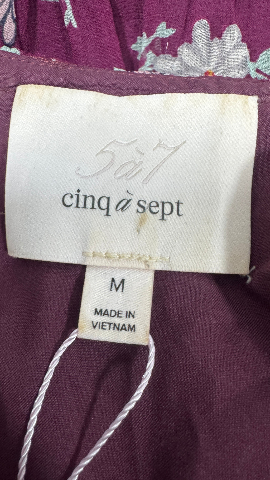 Cinq à Sept Silk Floral Mini Dress | Burgundy | Size Medium