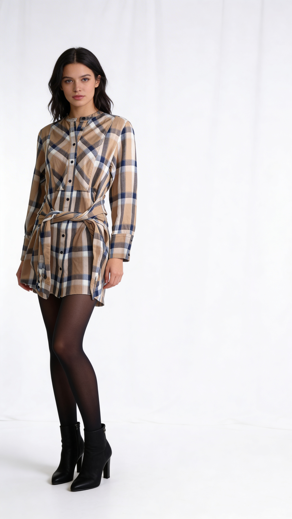 Derek Lam Plaid Tie Waist Dress / Size 8