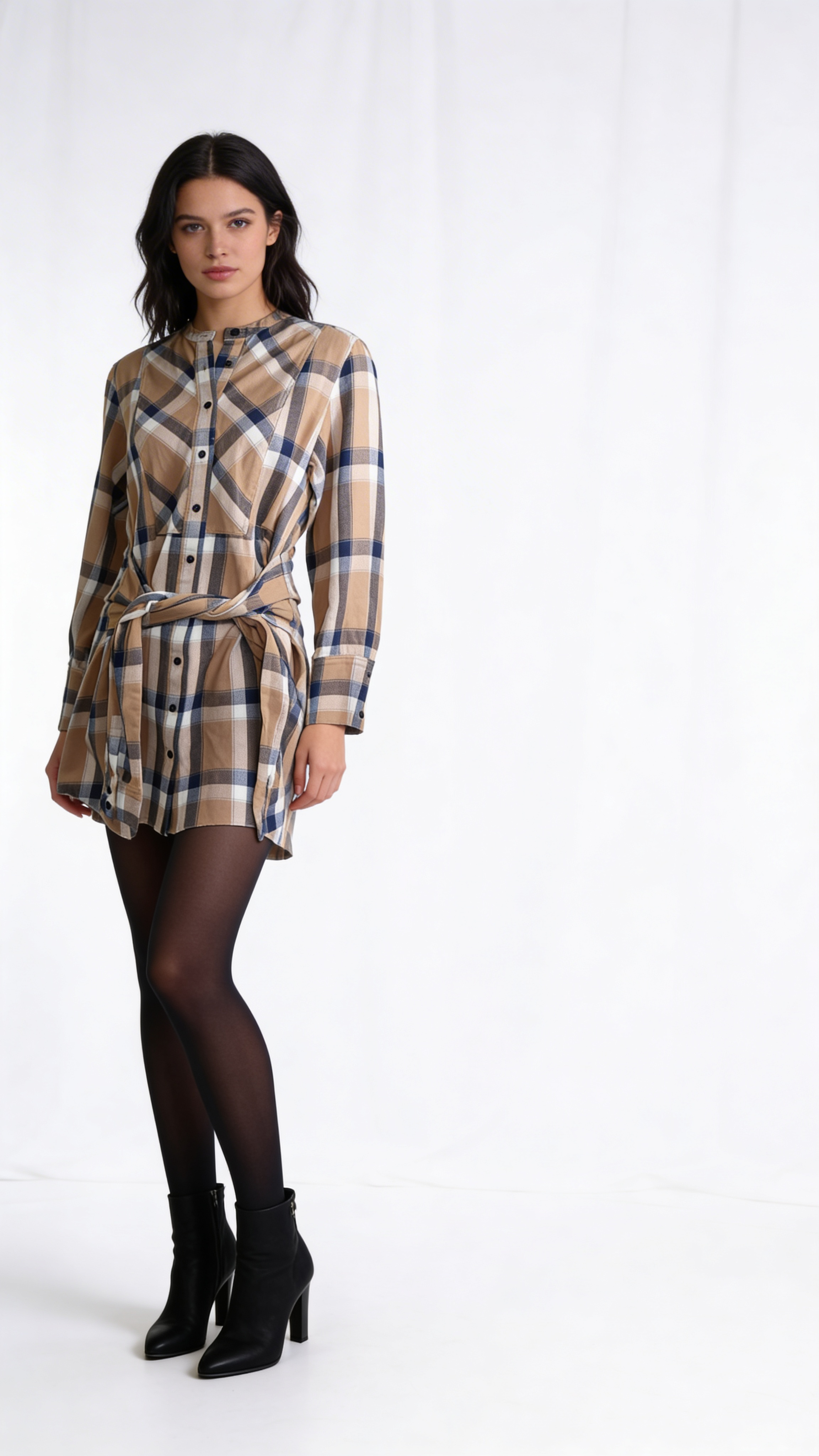 Derek Lam Plaid Tie Waist Dress / Size 8