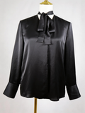 Rag & Bone Black Satin Tie-Neck Bow Blouse / Size 4