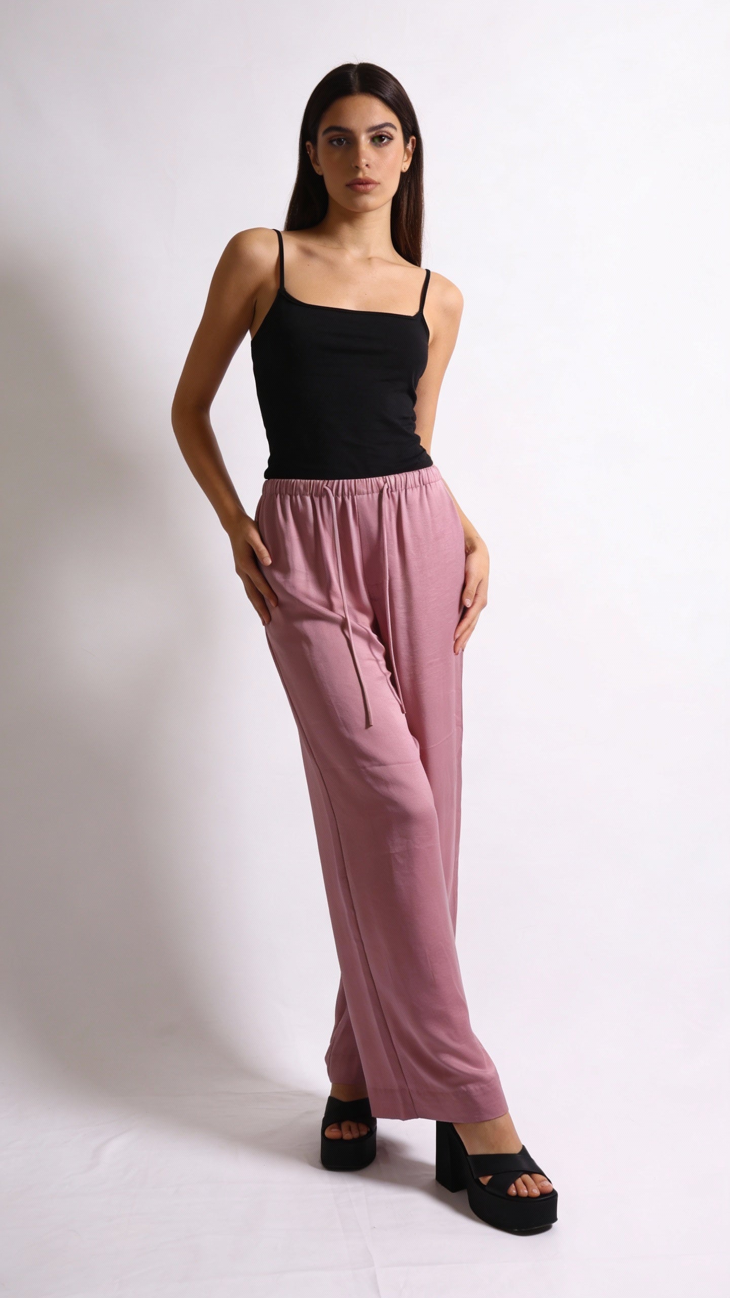 Vince Dusty Rose Satin Wide Leg Pants | Size M