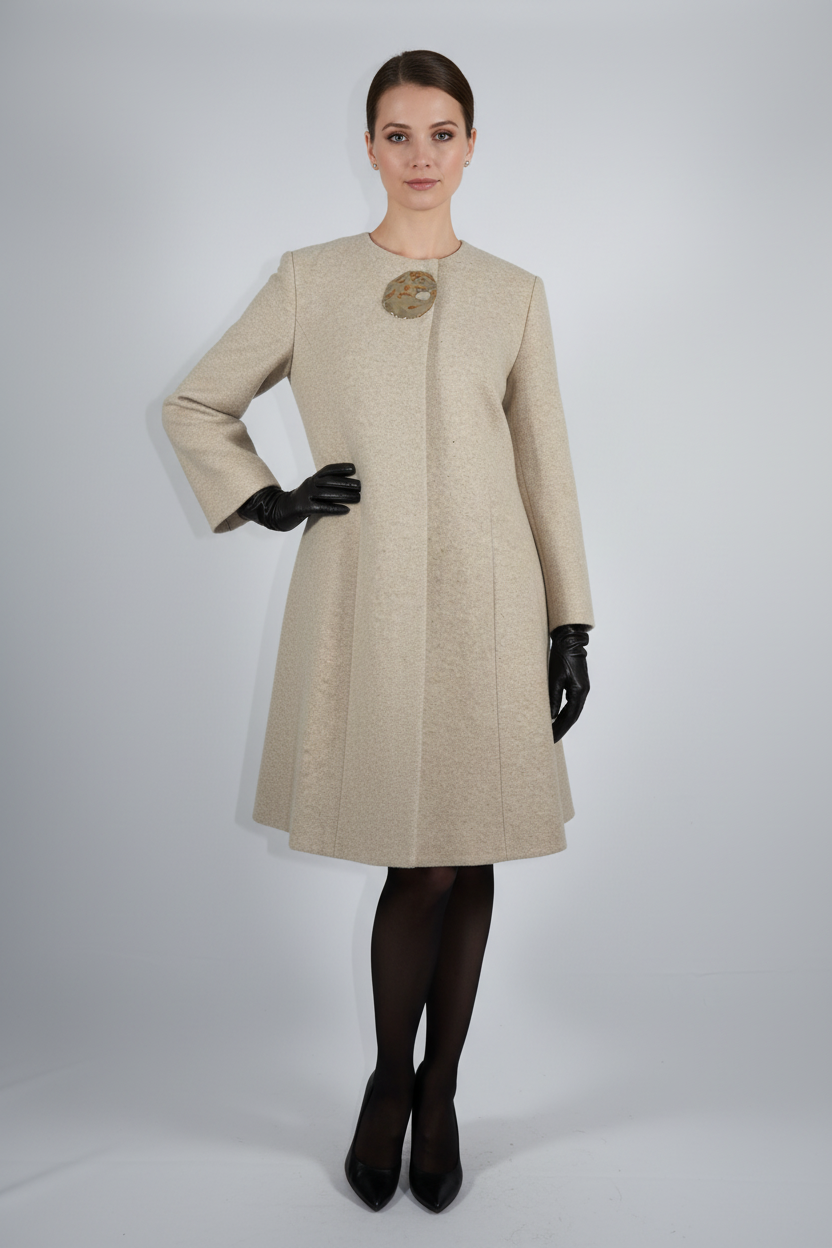 CO. Wool-Silk Coat Model Photo