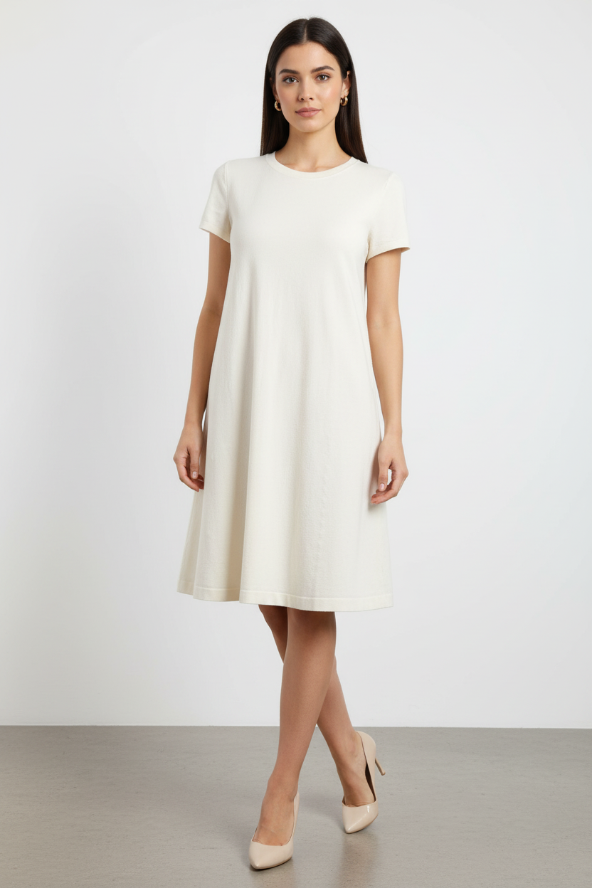 Ivory A-Line Dress Model Photo