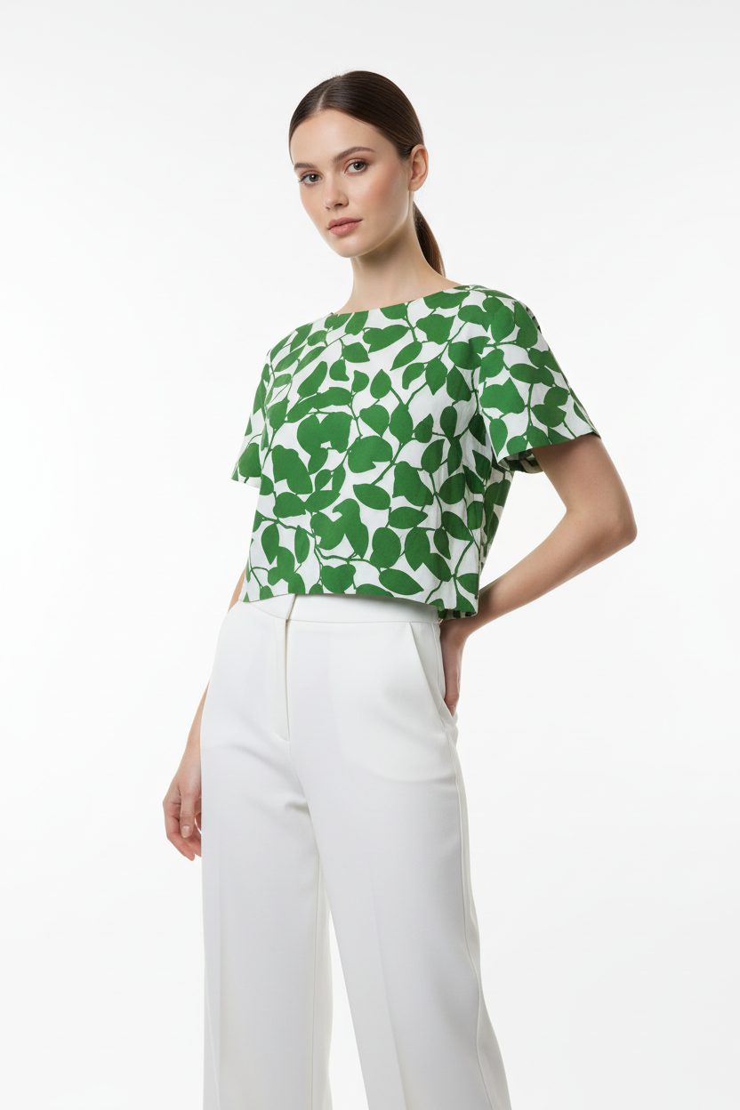 Kate Spade Leaf Print Top Model Shot