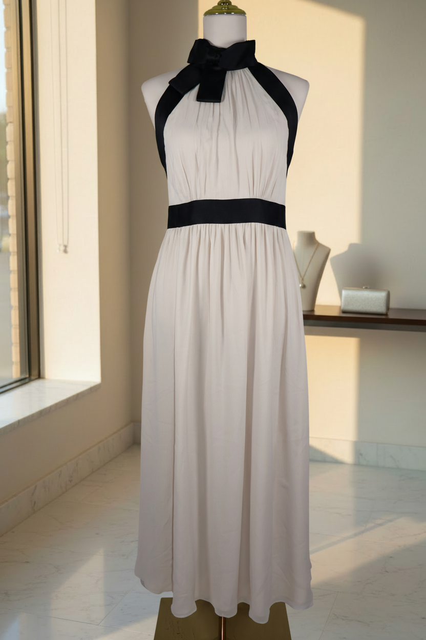 Kate Spade Halter Maxi Dress Size 6 Ivory Black Contrast Evening Dress Presley Co. Collective Kate Spade Halter Maxi Dress Size 6 Ivory Black Contrast Evening Dress Presley Co. Collective