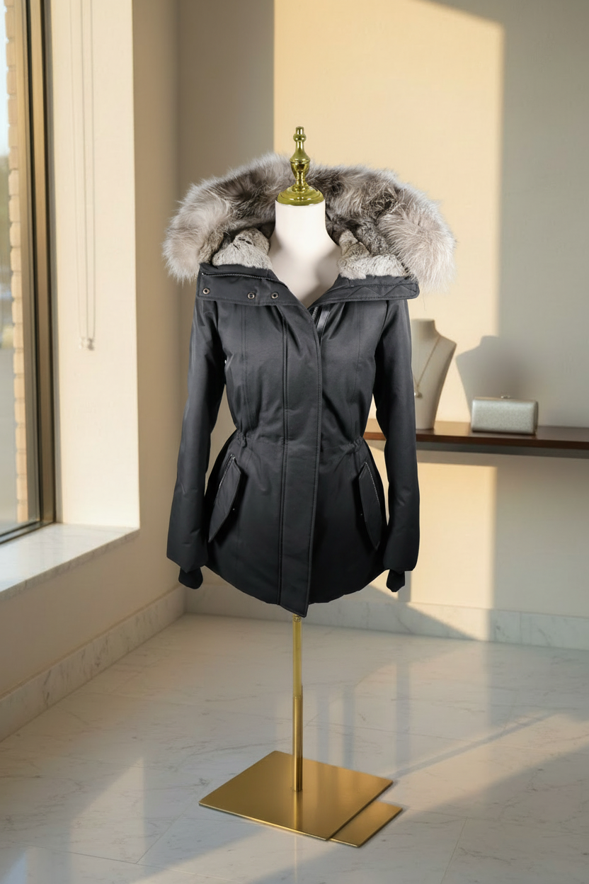 Mackage Fitted Winter Parka in elegant setting