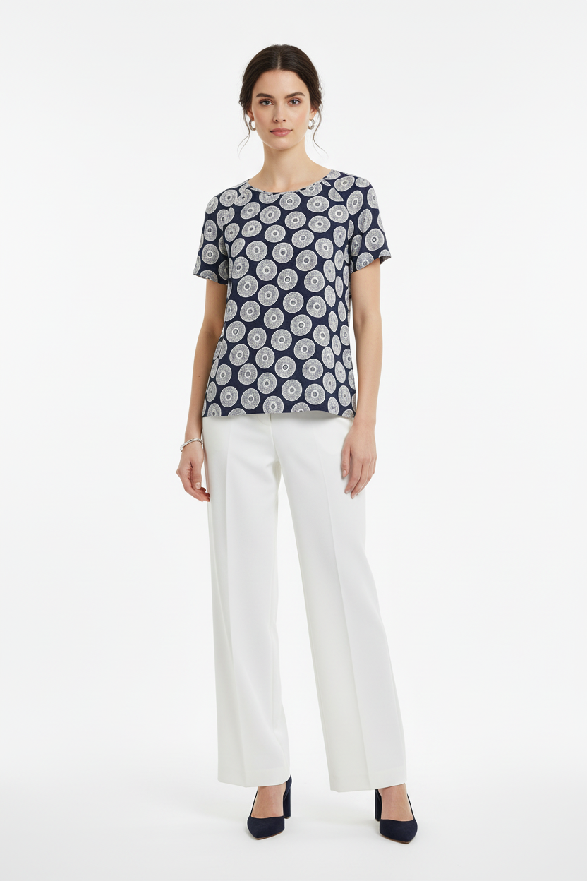 Tory Burch Medallion Print Top Model Shot